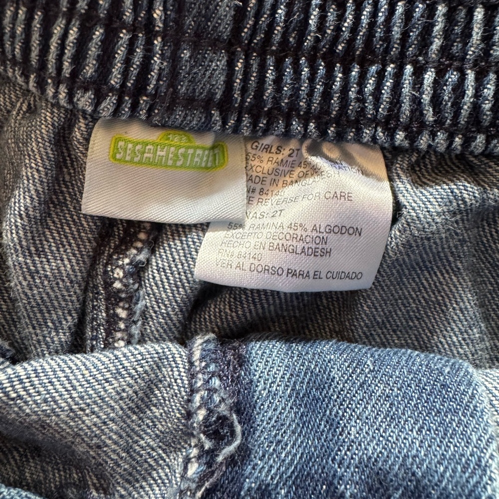2002 Elmo Denim Pants with Red Plaid Trim and Embroidery - Picture 4 of 9